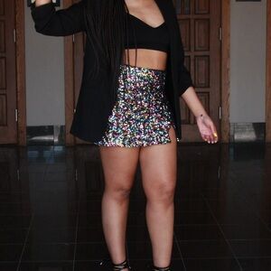 Multicolored Sequin Mini Party Skirt